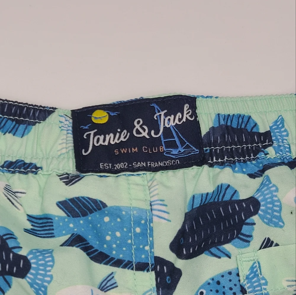 Janie and Jack baby boy fish print swim trunks size 3-6 months